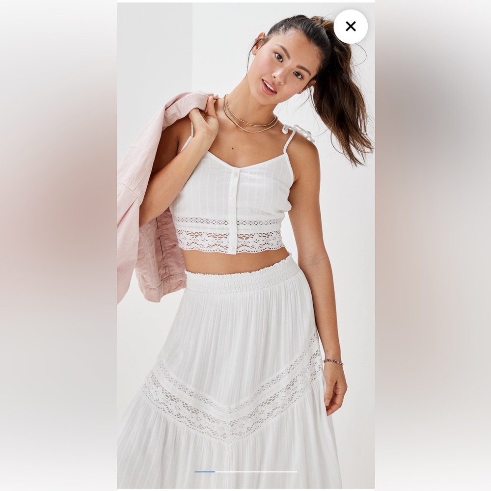 NWOT American Eagle Outfitters White Crocheted Tiered Skirt - Picture 10 of 10